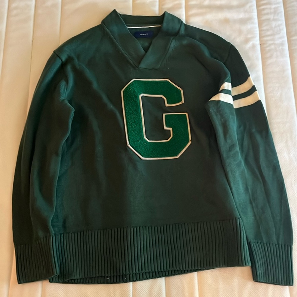 GANT Classic Varsity Green Crew Neck Sweater